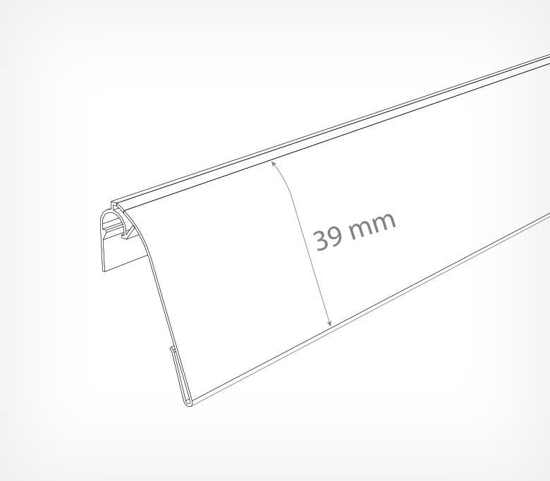 Шелфтокер для сетчатых полок NS 1000х39 мм прозрачный
